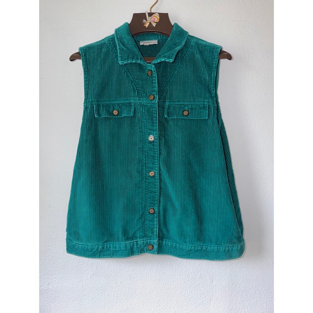 Vintage Essential Elements Sleevless Turquoise Corduroy Button Up Vest Size XL